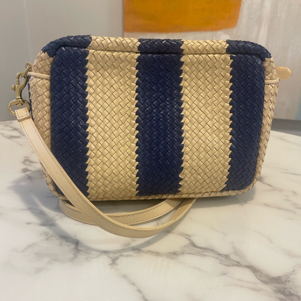 Clare V. Woven Racing Stripe Marisol In Indigo & Cream